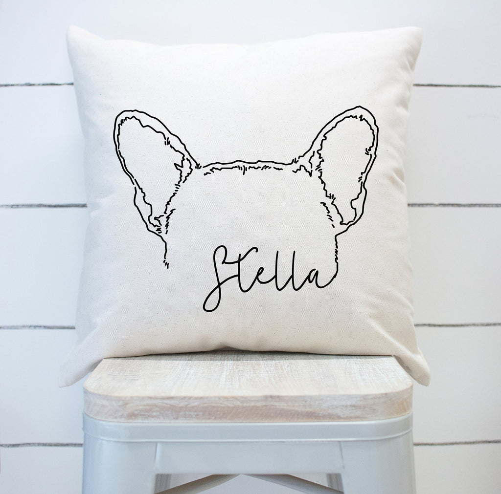 Custom Dog Ears Outline Tattoo Inspired Script Font 18" x 18" Pillow or Pillow Cover