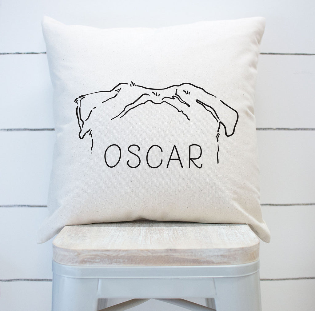 Custom Dog Ears Outline Tattoo Inspired 18" x 18" Pillow or Pillow Cover - Featuring Pug Ears