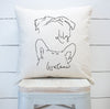 Custom Multiple Dog, Cat, or Other Pet's Ears Outline Cursive Names 18" x 18" Pillow or Pillow Cover