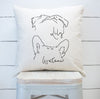 Custom Multiple Dog, Cat, or Other Pet's Ears Stacked Outline Cursive Font 18" x 18" Pillow or Pillow Cover