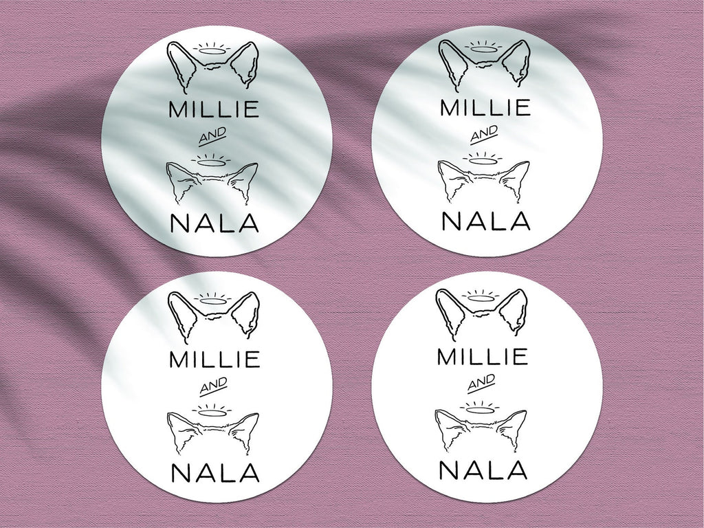 Dog, Cat, or Other Pet's Ears Portrait Sticker/s or Gift Tags