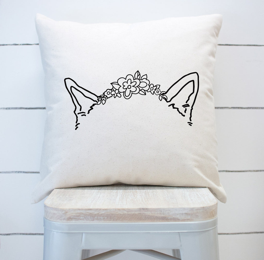 Custom Dog or Cat Ears Flower Crown Personalized Dog Tattoo Inspired Pillow Cover