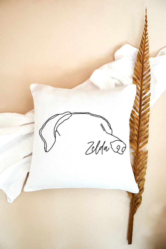 Custom Full Head Dog or Cat Ears Outline Personalized Dog Tattoo Inspired Pillow Cover