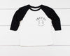 INFANT, TODDLER, or YOUTH Custom Dog or Cat Ears Best Friends Outline Pocket Kid's T-Shirt - Black and White Baseball Raglan