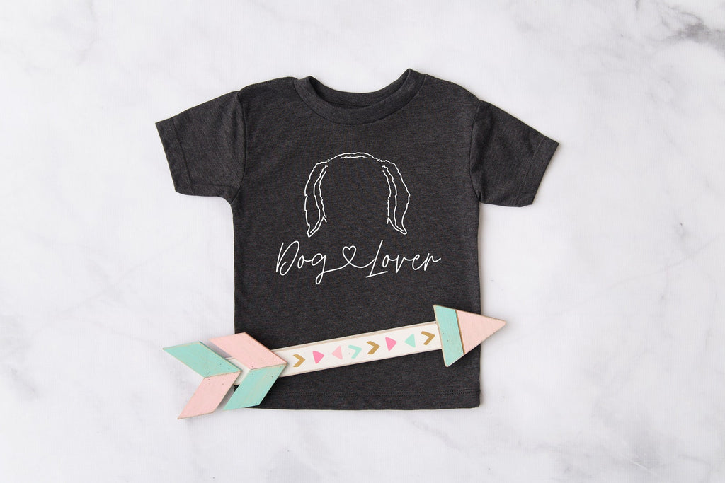 INFANT, TODDLER, or YOUTH Custom Heart Script Dog, Cat, or Other Pet's Ears Best Friends Outline Pocket Kid's T-Shirt in Dark Grey Heather