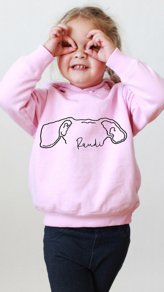 Pick a Style Toddler OR Youth Kid's Custom Dog, Cat, or Other Pet's Ears Outline Sweatshirt or Hoodie in Light Pink