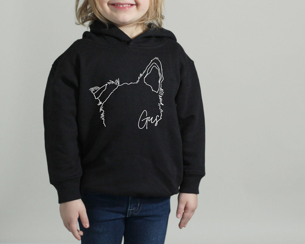 Pick a Style Toddler OR Youth Kid's Custom Dog, Cat, or Other Pet's Ears Outline Sweatshirt or Hoodie in Black