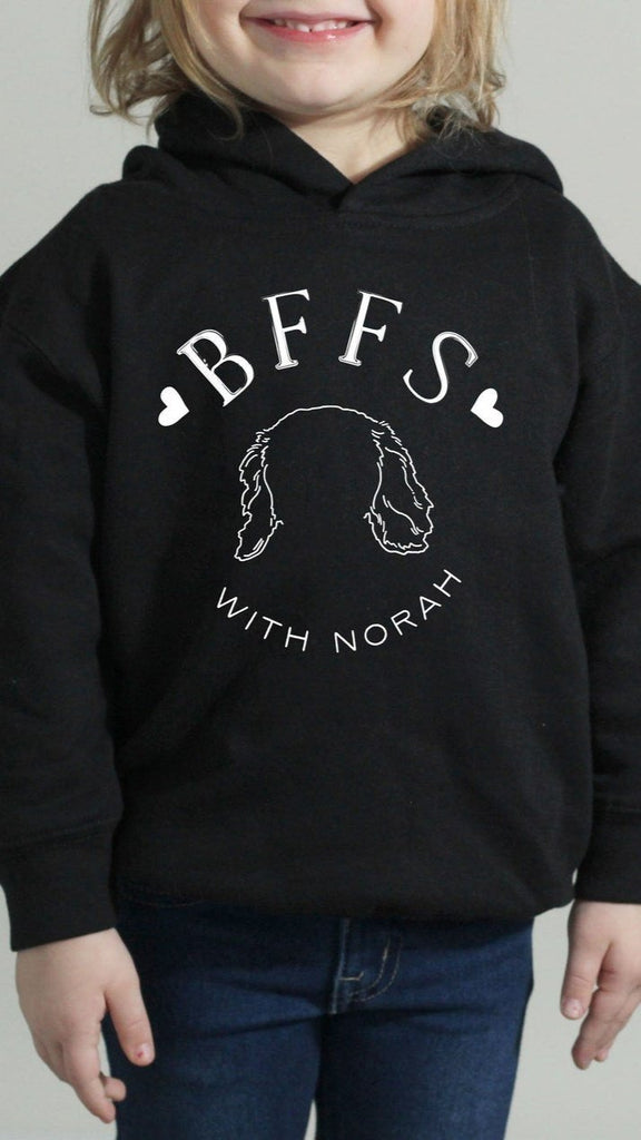 Pick a Style Toddler OR Youth Kid's Custom Dog, Cat, or Other Pet's Ears BFFs Besties Sweatshirt or Hoodie in Black