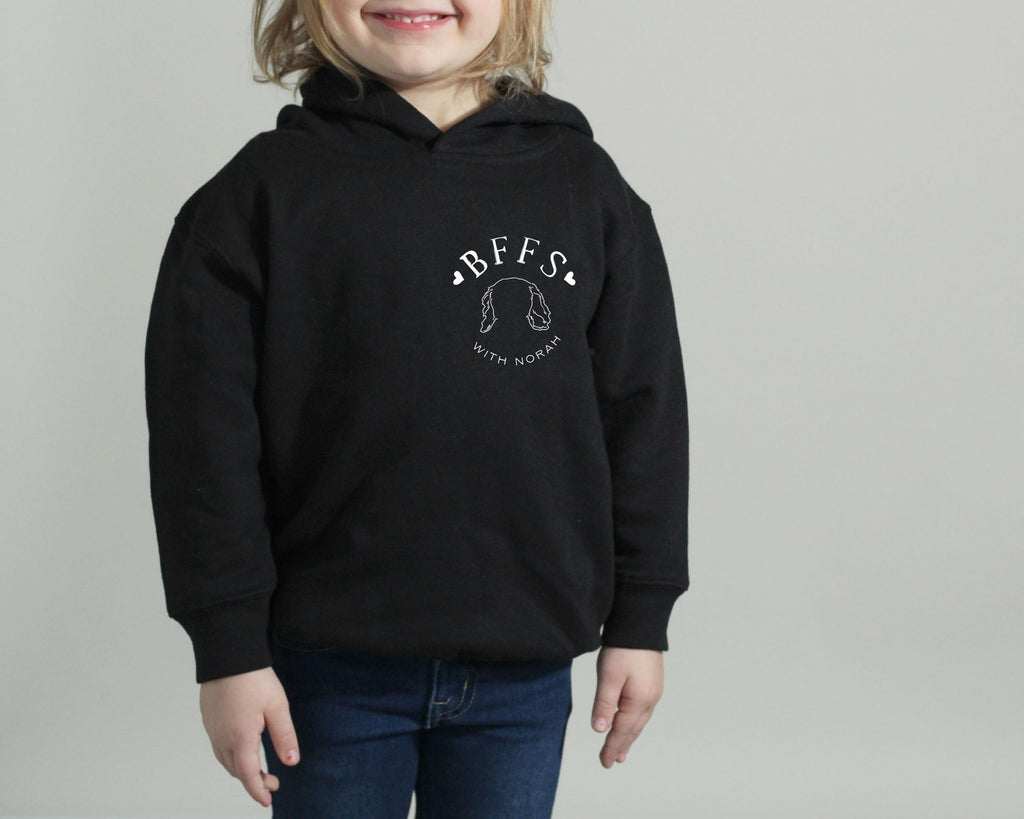 Pick a Style Toddler OR Youth Kid's Personalized Dog, Cat, or Other Pet's Ears BFFs Sweatshirt or Hoodie in Black
