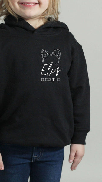 Pick a Style Toddler OR Youth Kid's Custom Dog, Cat, or Other Pet's Ears Best Friends BFFs Sweatshirt or Hoodie in Black