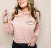Custom Cat or Dog Ears Tattoo Inspired Women's Cropped Bella + Canvas Hooded Sweatshirt in Peach