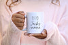 Personalized Dog Mama Mug with Halo Dog Ears and Cursive Block Font Wording Coffee Mug