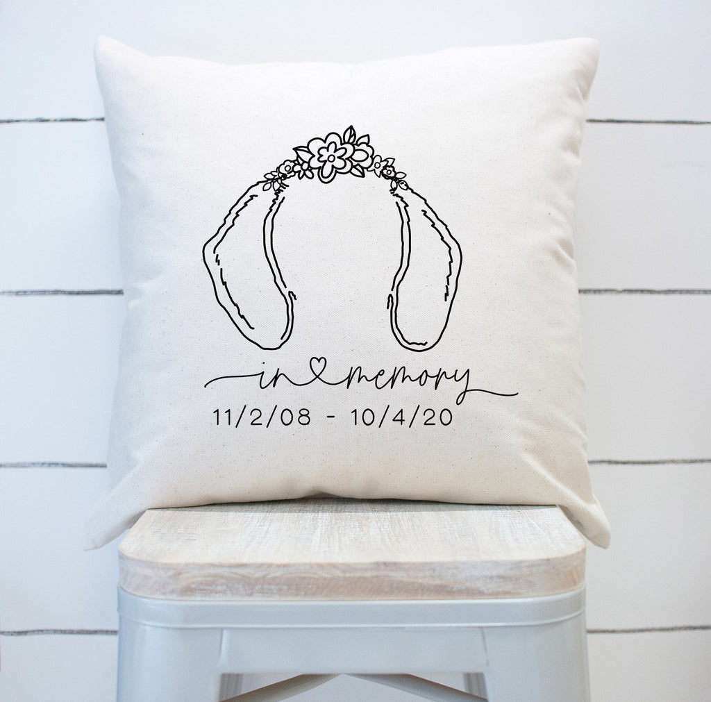 Custom Flower Crown Memorial Dog or Cat Ears Outline Personalized Dog Tattoo Inspired Pillow Cover