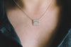 Custom Dog or Cat Ears Outline Tattoo Inspired Modern Minimalist Necklace - 16MM Silver Square Pendant