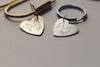Custom Dog Ears or Cat Ears or Other Pet's Ears Outline Minimalist Heart Keychain - Gold Filled 20MM Heart on oval Keyring shown and a sterling silver 20MM heart on a circle keyring shown