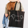 Custom Dog, Cat, or Other Pet's Ears Cursive Heart Font Dog Mom Tote - In Black