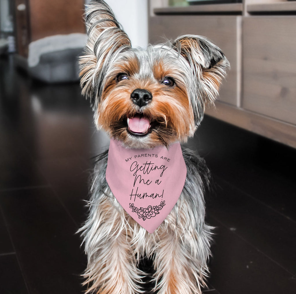 Personalized My Parents are Getting Me a Human! Pregnancy Announcement Floral Bandana in Light Pink