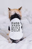 Freakin' Bats! Frickin Bats Halloween Dog Raglan Shirt - Modeled By Nutmeg the Yorkshire Terrier