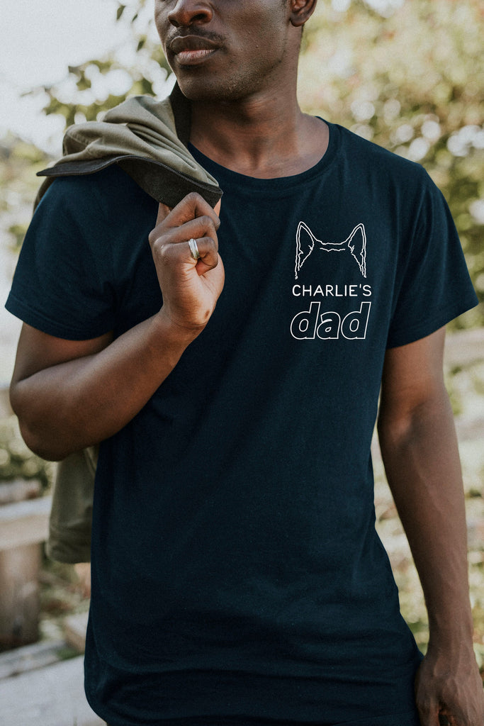 Personalized Dog Name Dog Dad with Dog Ears Pocket Custom Tee - Personalized with "Charlie's Dad"