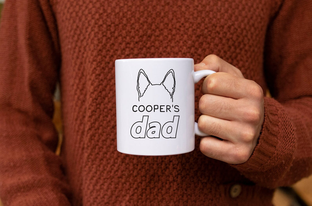 Custom Dog, Cat, or Other Pet Dad with Dog's Name Dog Father Outline Tattoo Inspired Mug - Cooper's Dad