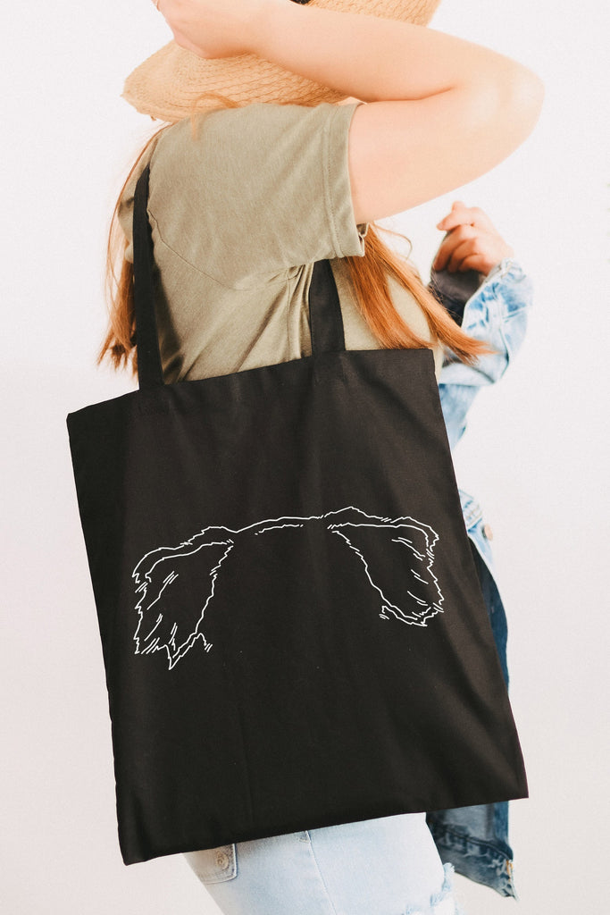 Custom Dog, Cat, or Other Pet's Ears Minimalist Dog Mom Tote in Black