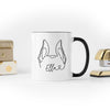 Custom Dog, Cat, or Other Pet's Ears Outline Cursive Heart Script Outline Tattoo Inspired Coffee Mug