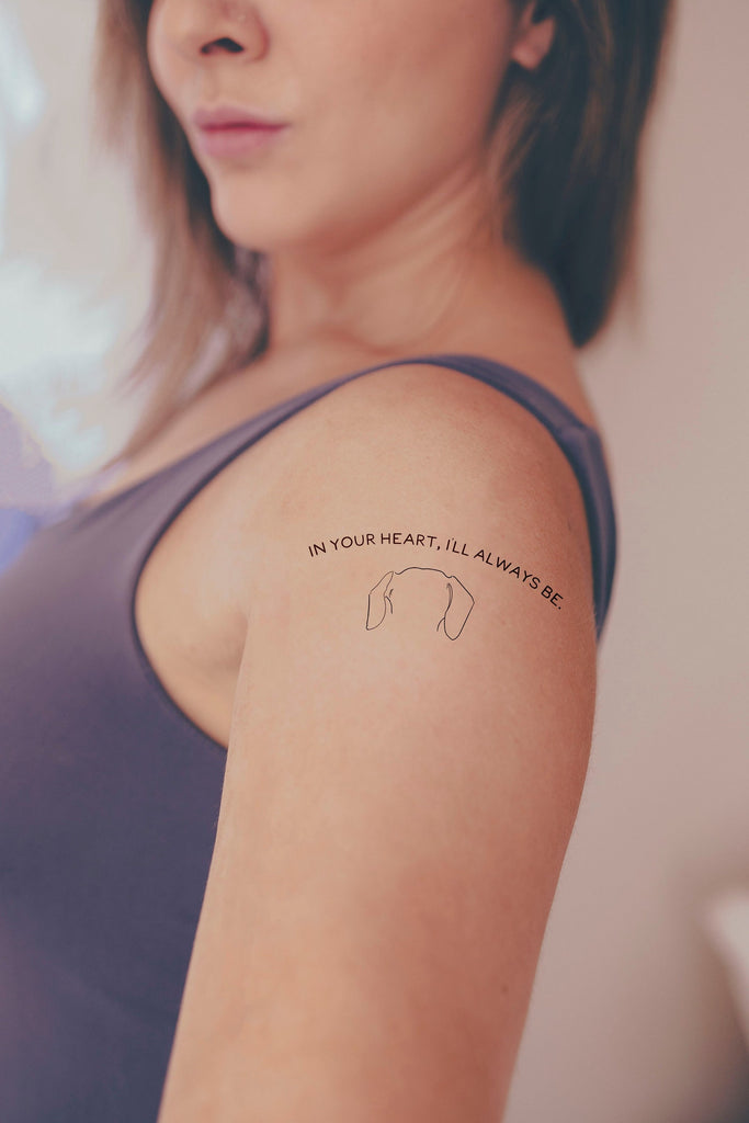Temporary Tattoo Sheet Pet Ears Memorial In Your Heart, I'll Always Be  With Dachshund Dog Ear Design