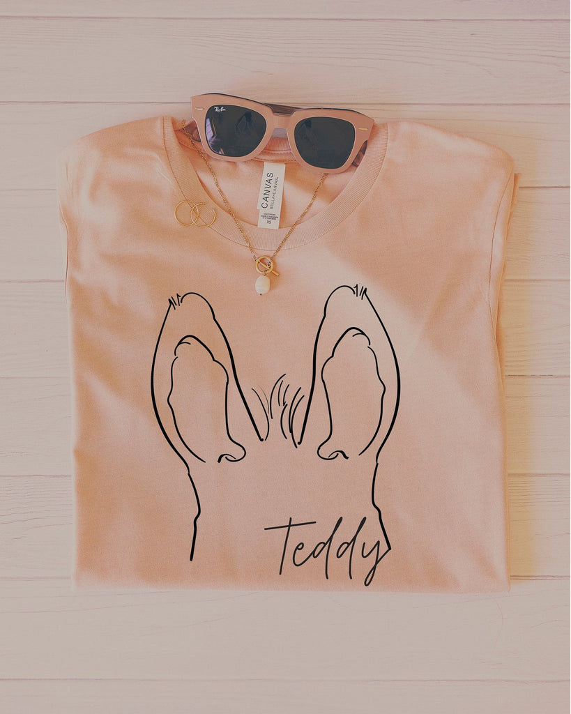 Custom Cow Ears Farm Animals Donkey Outline Tattoo Inspired Bella + Canvas T-Shirt Tee in Peach