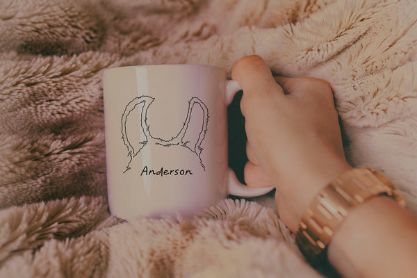 Llama or Alpaca Ears Outline Tattoo Inspired Graphic Mug