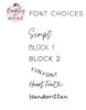 Barkley & Wagz: Font Choices - Script, Block 1, Block 2, Fun Font, Heart Font, or Handwritten