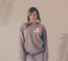 Custom Sleeve Dog or Cat Ears In Your Heart, I'll Always Be Memorial Nose Print Outline Tattoo Inspired Pocket Crew Neck Sweatshirt in Heather Grey