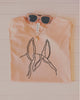 Custom Horse Ears Portrait Outline Tattoo Inspired Tee in Peach with Sunglasses and Necklace