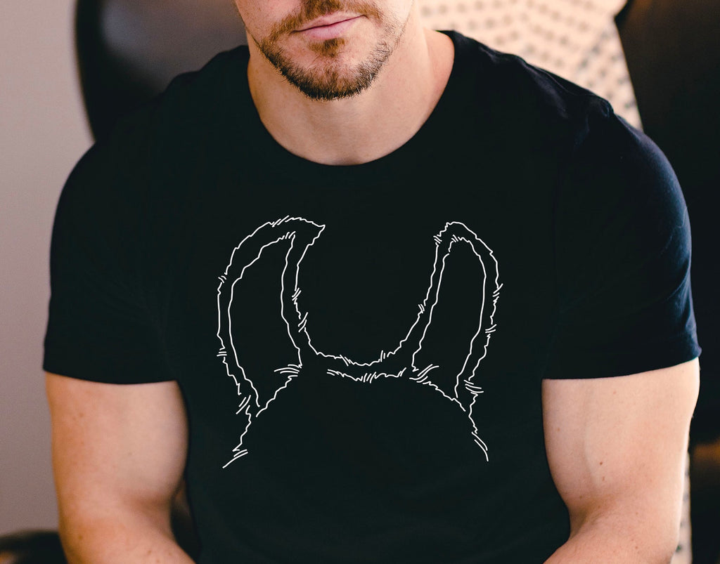 Custom Llama Alpaca Ears Outline Tattoo Inspired Personalized T-Shirt in Black