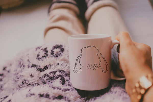 Custom Bunny Ears Outline Tattoo Inspired 11 Oz or 15 Oz Coffee Mug