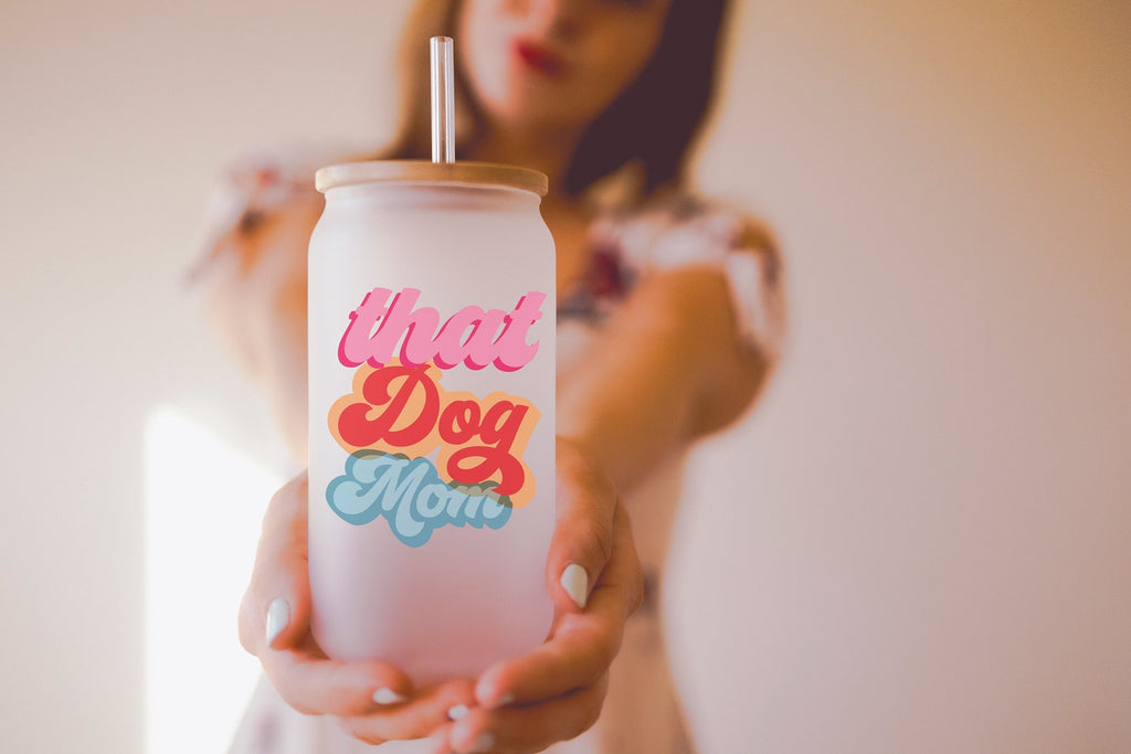 That Dog Mom 16 oz or 20 Oz Frosted Beer Can Cup With or Without Lid Customized Iced Coffee Cup For Dog Mom Dog Mama Dog Parents