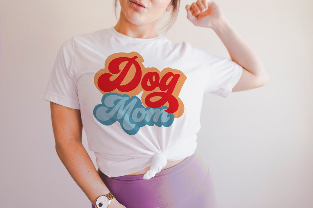 Dog Mom Retro Typography Unisex T-Shirt - White