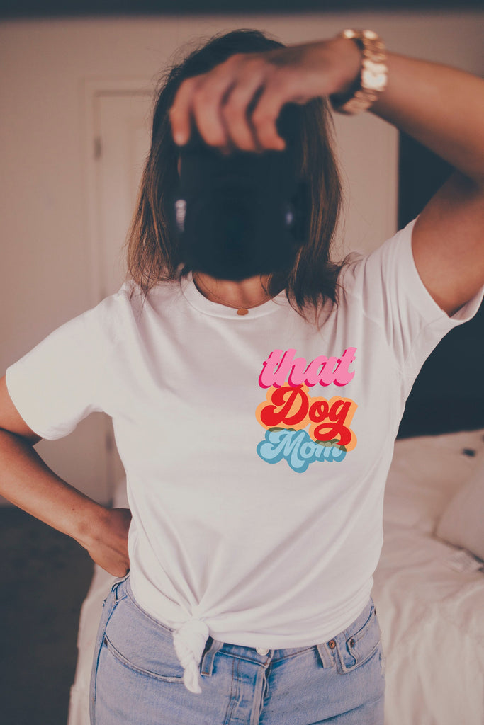 That Dog Mom Retro Typography Unisex T-Shirt - White