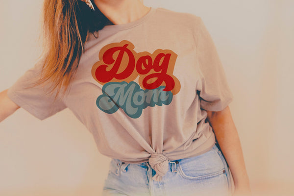 Dog Mom Retro Typography Unisex T-Shirt - Tan