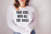 Long Sleeve That Girl With All The Dogs Custom Multiple Dog Ears Outline Tattoo Inspired Unisex T-Shirt in White