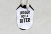 Judger Not a Biter Dog Raglan T-Shirt in Black and White