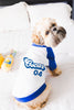Custom Dog Name Age Retro Team Jersey Birthday Dog Raglan in Blue and White