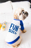 Custom Fun Sized Dog Raglan T-Shirt in Blue and White