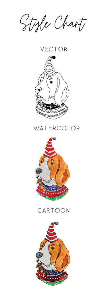 Barkley & Wagz - Beagle - Style Chart - Vector, Watercolor, Cartoon