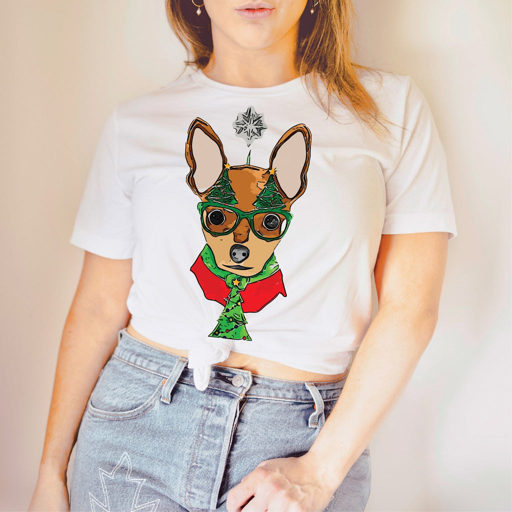 Chihuahua Star Long Sleeve or Short Sleeve Unisex Christmas T-Shirt