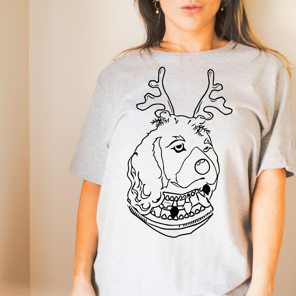 Cocker Spaniel Reindeer Long Sleeve or Short Sleeve Unisex Christmas T-Shirt