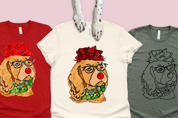 Cocker Spaniel Long Sleeve or Short Sleeve Unisex Christmas T-Shirt