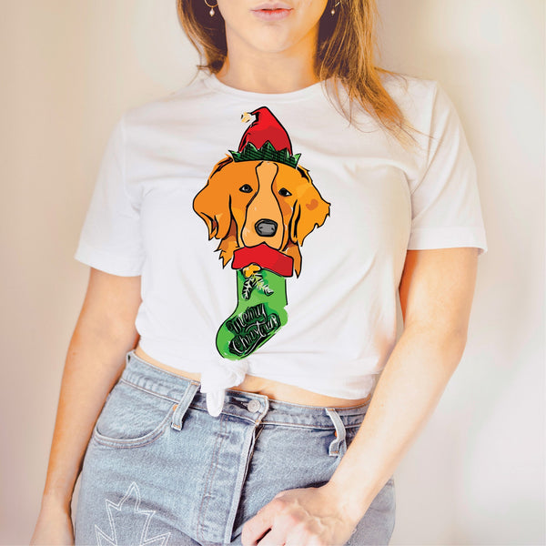 Golden Retriever Long Sleeve or Short Sleeve Unisex Christmas T-Shirt
