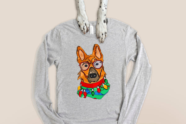 German Shepherd GSD Long Sleeve or Short Sleeve Unisex Christmas T-Shirt