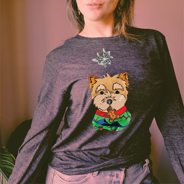 Yorkshire Terrier Yorkie Star Long Sleeve or Short Sleeve Unisex Christmas T-Shirt