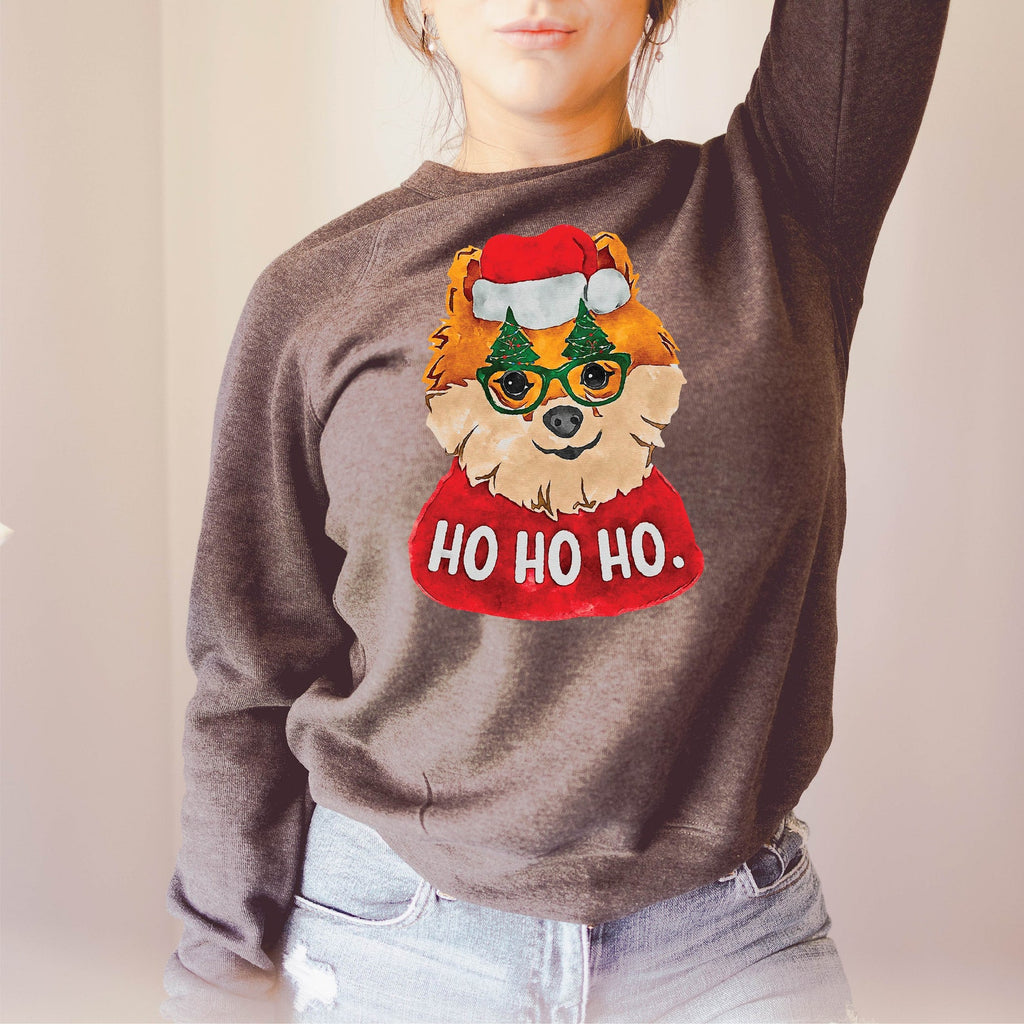 Pomeranian Ho Ho Ho Christmas Crewneck Sweatshirt or Hoodie